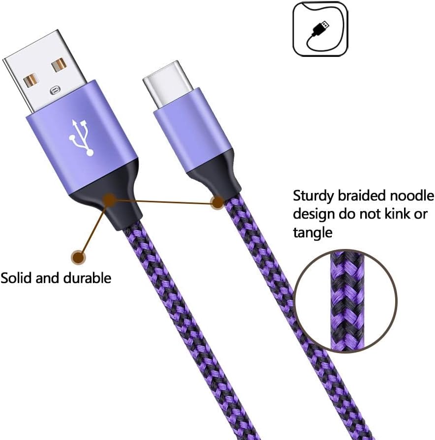 Cargador USB de pared para teléfono, bloque de carga, enchufe de ladrillo con 2 cables de carga tipo C de 6 pies para Samsung Galaxy S24 S23 S22 S21