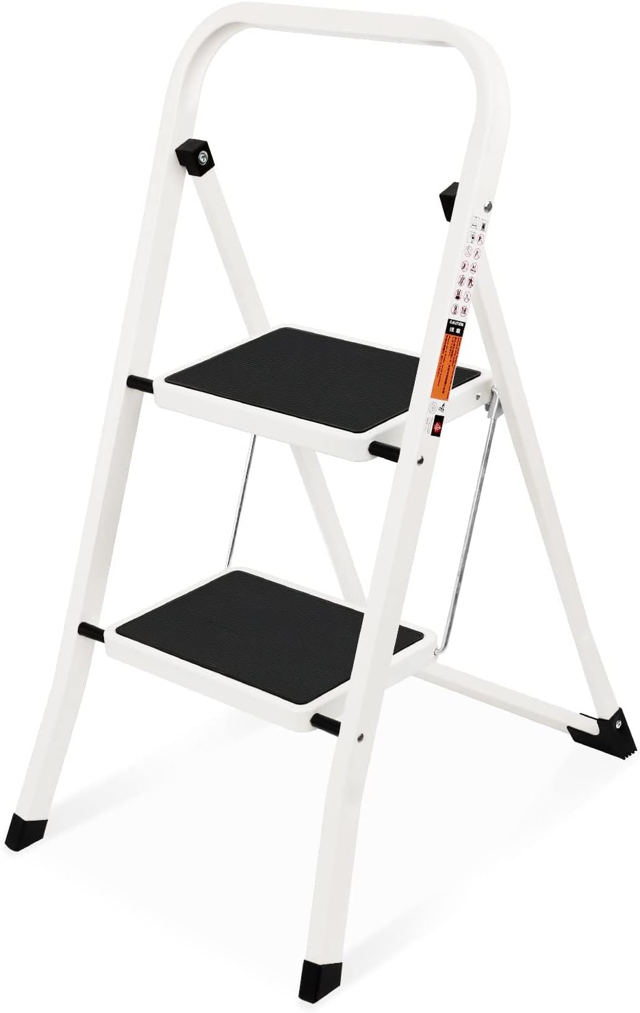 Escalera de 2 escalones, taburete plegable con pedal antideslizante ancho, capacidad de 330 libras, escaleras ligeras portátiles para el hogar,