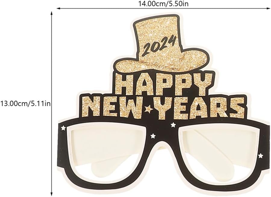 ABOOFAN 12 lentes de feliz año nuevo 2024 gafas de fiesta de Año Nuevo Hola 2024 gafas de sol regalos de fiesta accesorios para cabina de fotos 2024