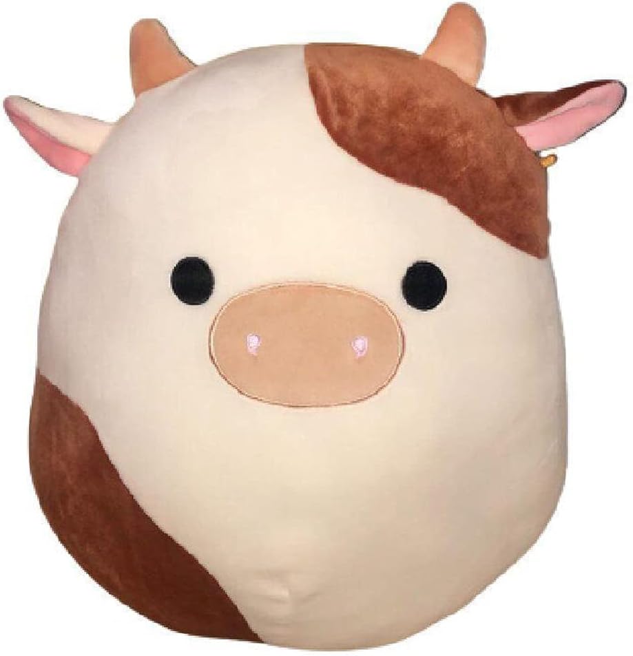 Squishmallow Kellytoy oficial – Escuadrón de granja coleccionable de peluche, animales suaves y blandos (Ronnie vaca, 8 pulgadas)