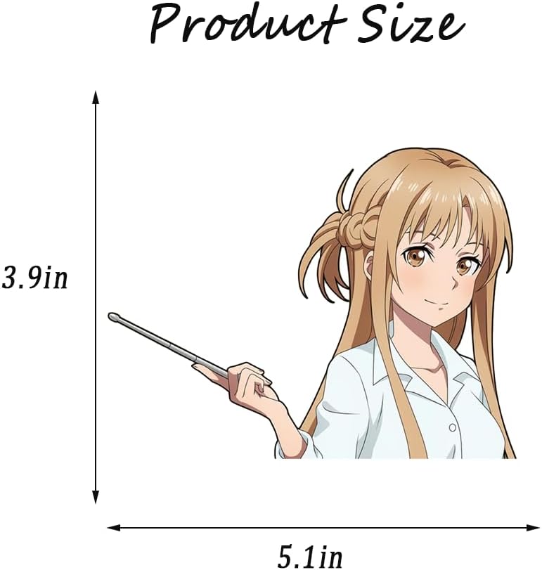 Pegatinas elegantes de 5.1 pulgadas para coche, diseño de anime Asuna, para espejo retrovisor, campanas de coche, monopatín, motocicleta,