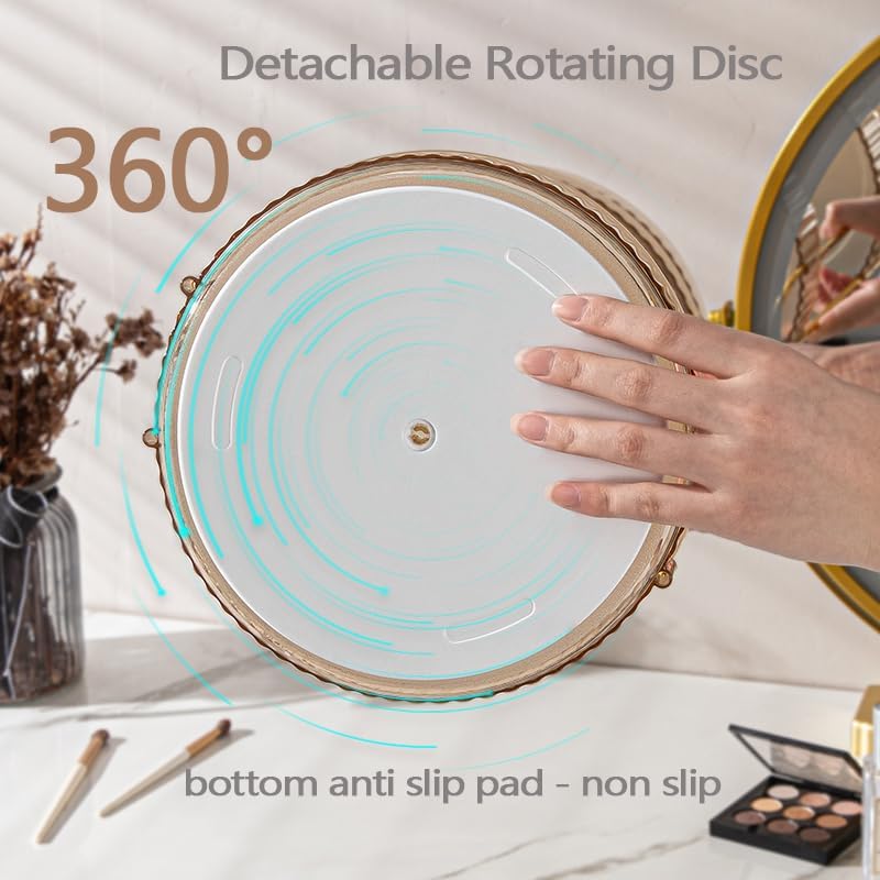 Organizador de maquillaje giratorio de 360 para tocador, tocador cosmético, bandeja de perfume giratoria, estante de maquillaje de gran capacidad,