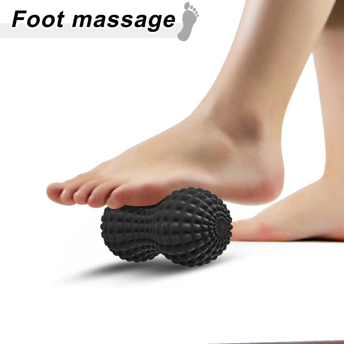 SELEWARE Bola de masaje de maní, bola de masaje de lacrosse doble de maní para espalda, cuello, hombros, columna vertebral, piernas, caderas, bola