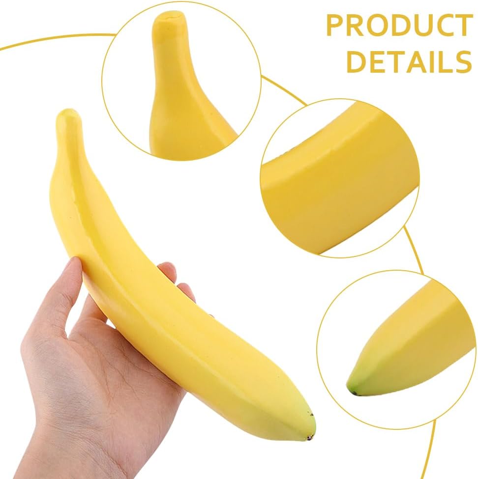 Plátanos artificiales falsos de plátano realista, plátanos amarillos, fruta falsa, accesorios de fruta sintética, decoración del hogar, cocina (4