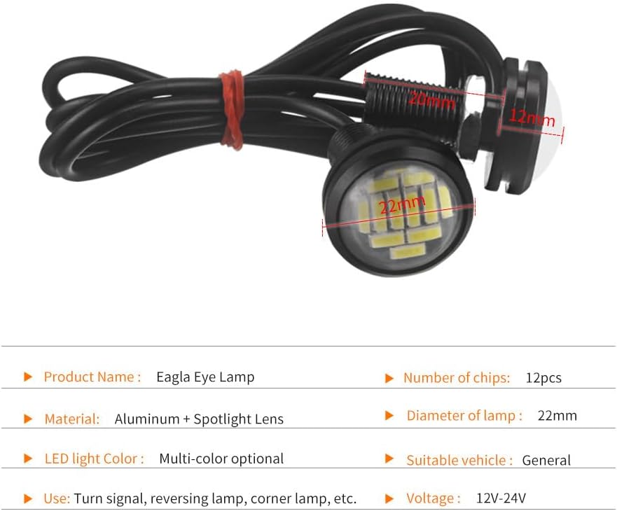 10 unids 0.709 in coche Eagle Eye DRL Led diurna Correr luces LED 12V copia de seguridad reversa señal de estacionamiento lámparas de automóviles,