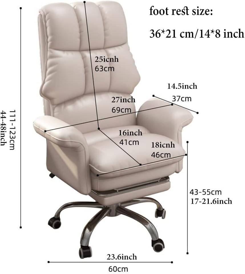 Silla de oficina en casa, ergonómica, sillas de tareas con ruedas, silla de escritorio de piel sintética, silla ejecutiva con altura ajustable