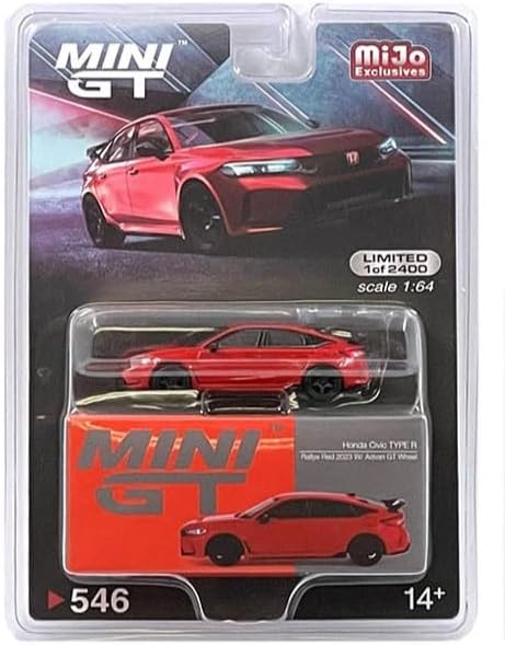 True Scale Miniatures Modelo de coche compatible con Honda Civic Type R Rallye 2023 WAdvan GT Wheel Red Limited Edition 164 Modelo de coche fundido