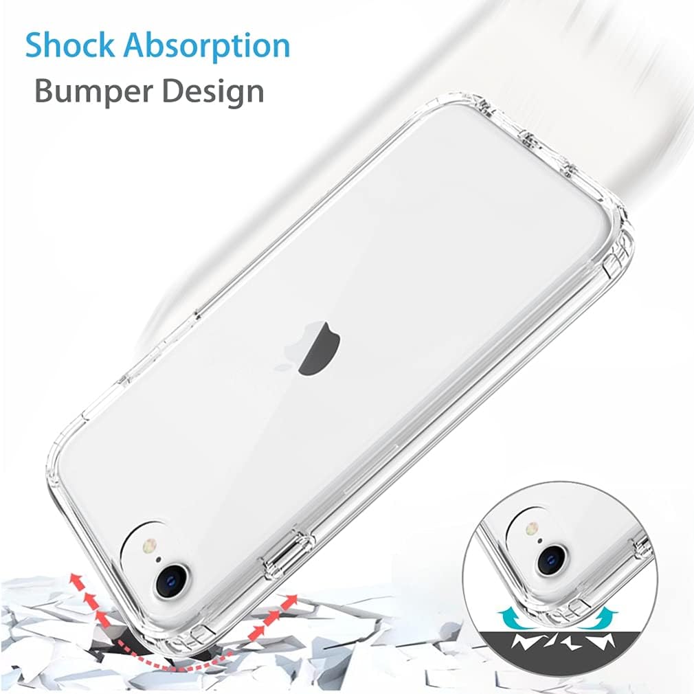 Bohefo Funda transparente compatible con iPhone SE 2020, iPhone 8, iPhone 7 para niñas y mujeres, bonita funda protectora de TPU de cristal a prueba