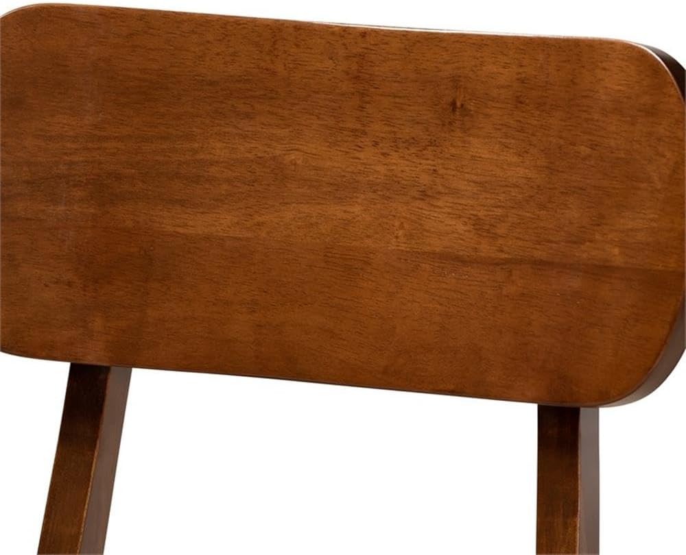 Baxton Studio Euclid Mid-Century – Juego de sillas de comedor de 2 piezas con tapizado de tela gris y acabado marrón nogal