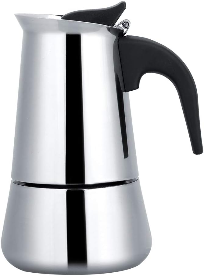 Fydun Acero inoxidable, portátil de acero inoxidable, cafetera Moka Maker Mocha Pot (6.8 fl oz)