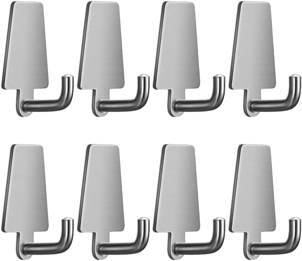 Ganchos de pared para colgar, ganchos para toallas de baño, gancho de acero inoxidable resistente al agua, ganchos modernos (gancho de pino, 8