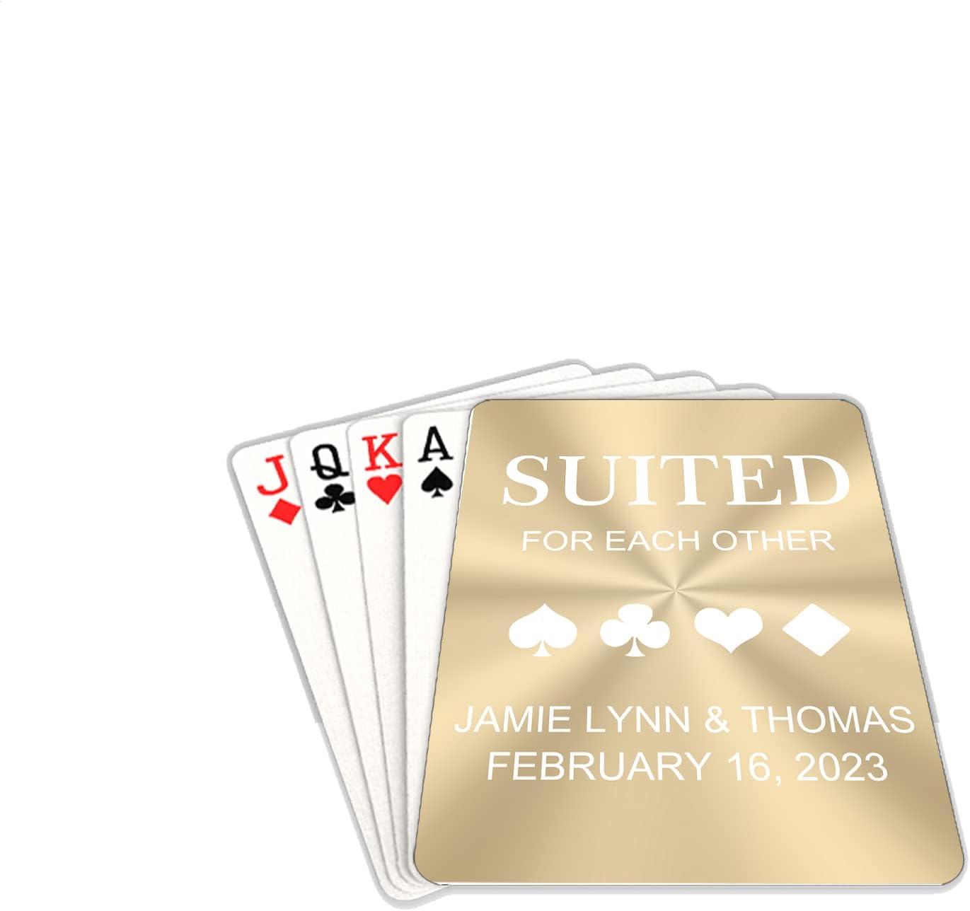 Cartas de póquer metálicas de boda, cartas de póquer personalizadas divertidas con nombre, baraja personalizada de cartas de juego temáticas,