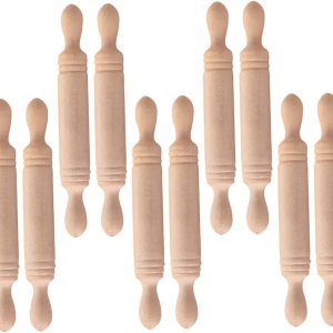 Mini rodillo de madera para decoración del hogar, utensilios de cocina de madera para rodar, rodillo francés para mini casa de prensa de Mini rodillo de madera para decoración del hogar, utensilios de cocina de madera para rodar, rodillo francés para mini casa de prensa de