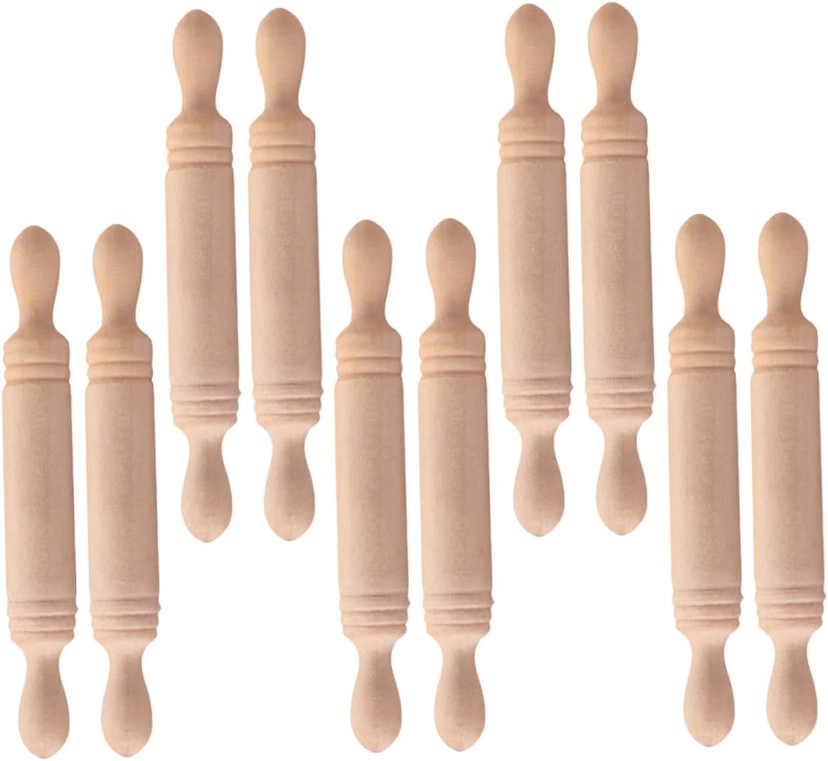Mini rodillo de madera para decoración del hogar, utensilios de cocina de madera para rodar, rodillo francés para mini casa de prensa de