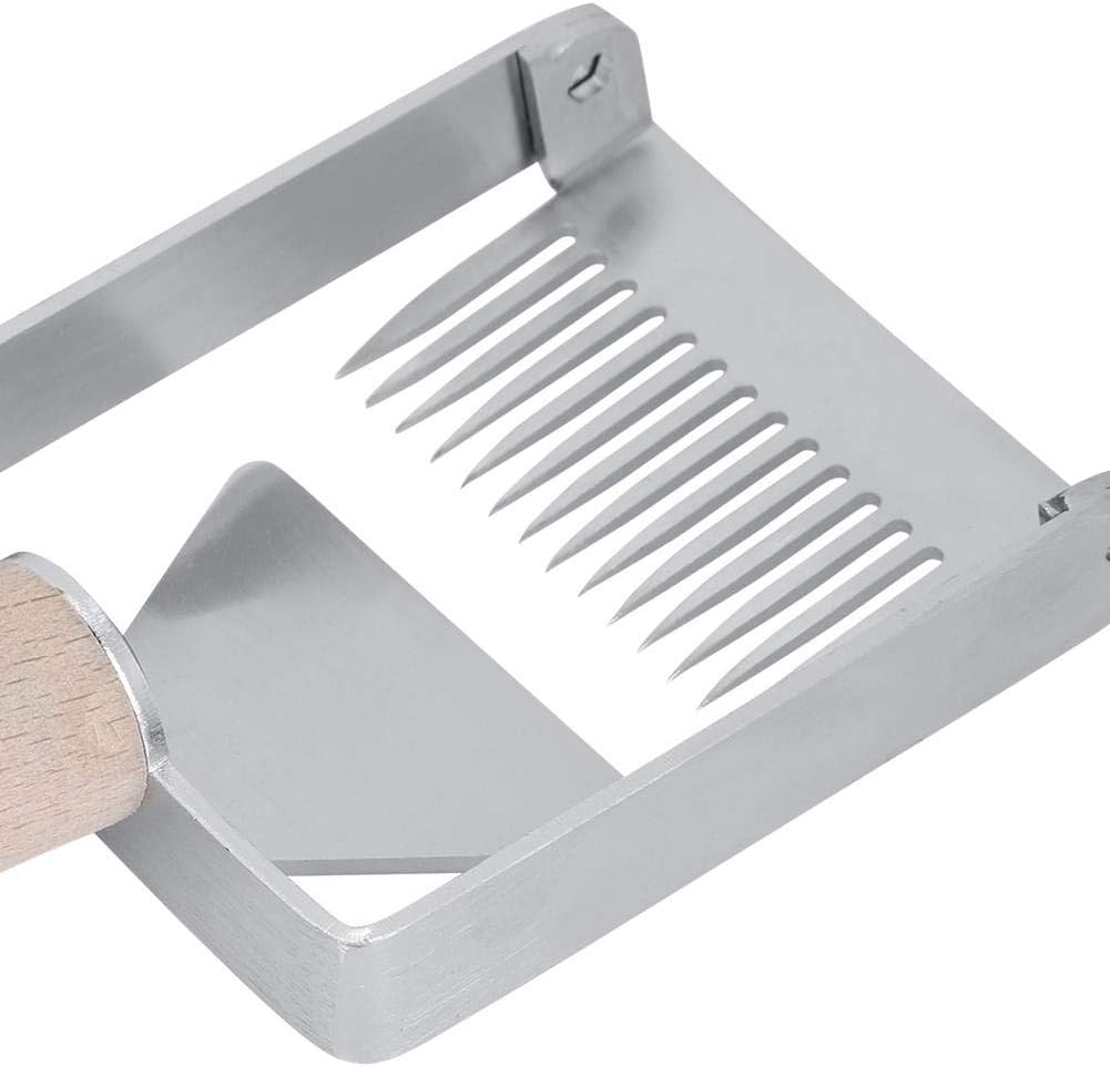 TOPINCN Miel destaponamiento raspador acero inoxidable panal miel tenedor cuchillo Uncapper apicultura herramienta raspador colmena mango de madera