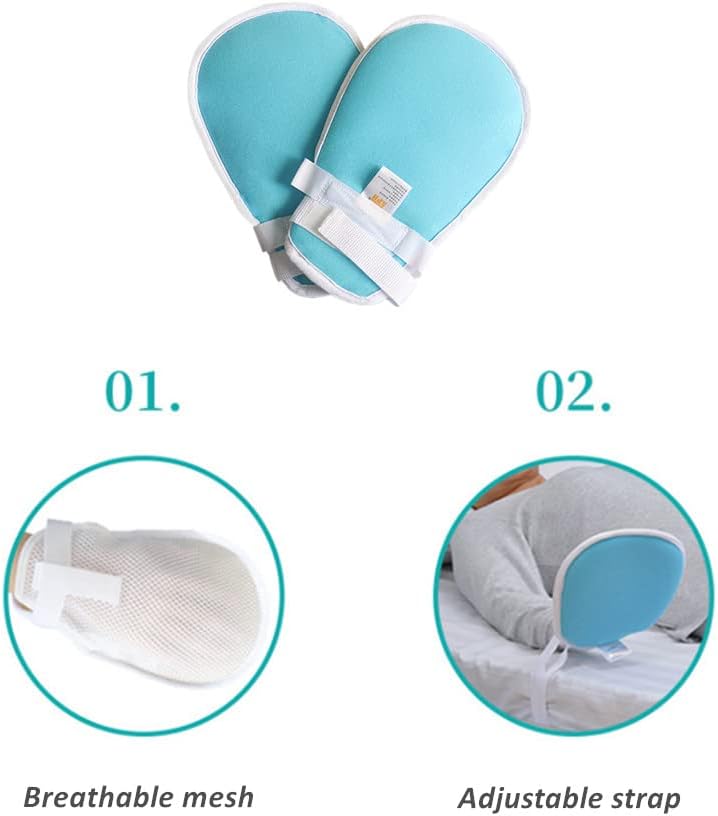 Manoplas de control con malla transpirable, guantes médicos ajustables para manos de hospital, para evitar daños a sí mismos, protector de manos