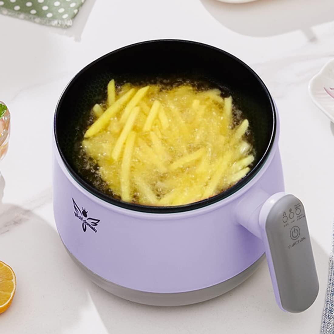 Shabu Shabu Shabu – Olla eléctrica multifunción automática inteligente de 1.8 L, mini olla antiadherente con control multipotencia, cocina eléctrica