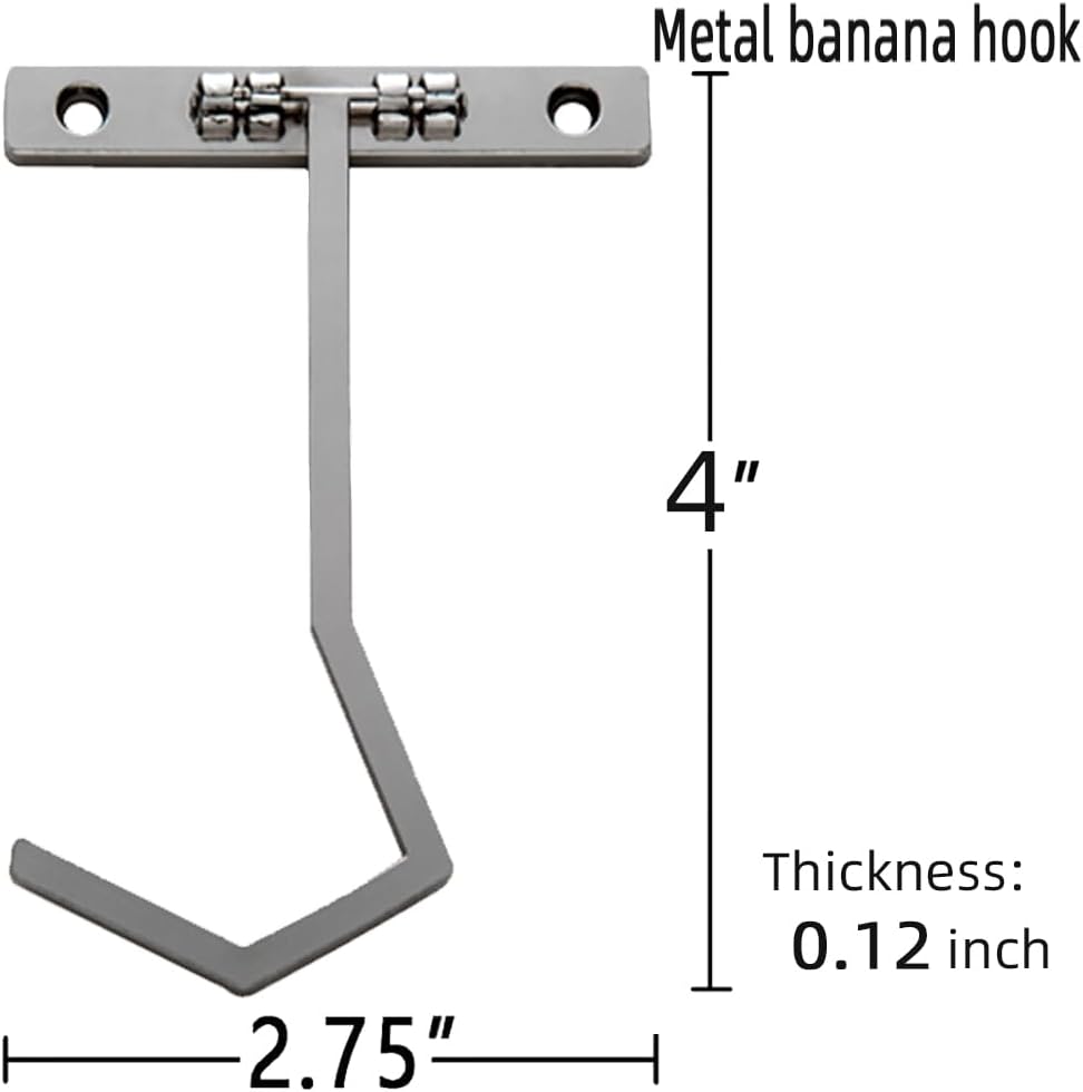 Colgador de metal para plátanos, gancho para debajo del gabinete para plátanos u otros artículos de cocina. Mantén el plátano fresco (color pistola,