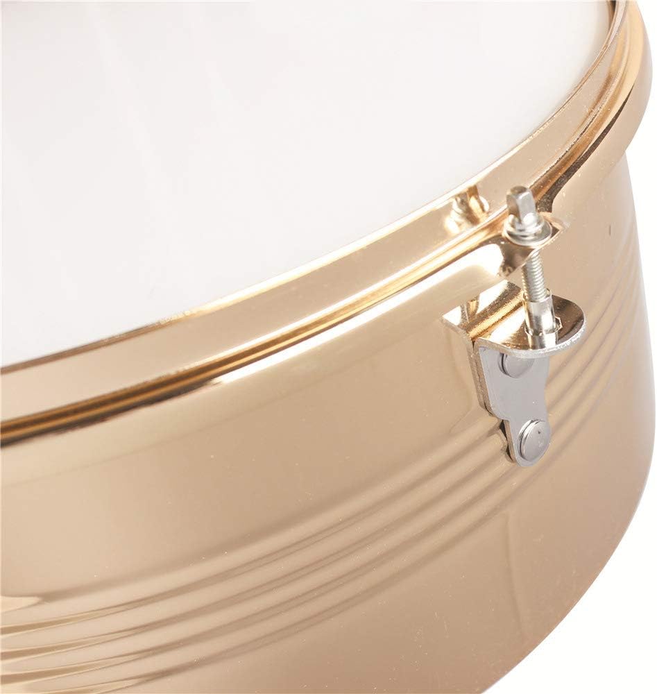 Lykos Percussion – Juego de batería Timbales de 13 y 14 pulgadas con soporte y cencerro (dorado)