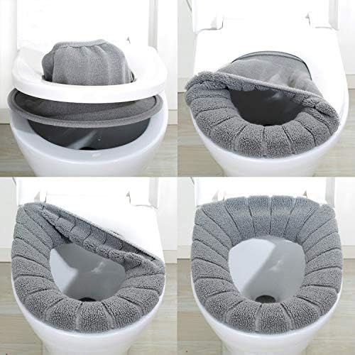 3 piezas de asientos de inodoro, cojín de asiento de inodoro suave y cálido lavable