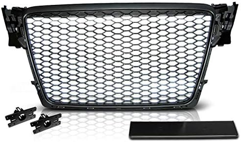Parrilla delantera central Sport VR-6 Honeycomb Mesh Grille Sport Negro compatible con Audi A4 B8 2008 2009 2010 2011 Sedan Avant