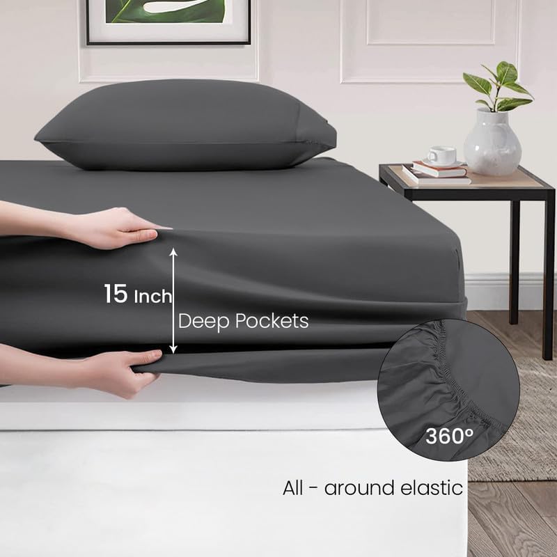 SGI bedding Juego de sábanas de algodón egipcio de 1000 hilos, sábanas de 1000 hilos para cama tamaño King, sábanas suaves y duraderas, sábanas de