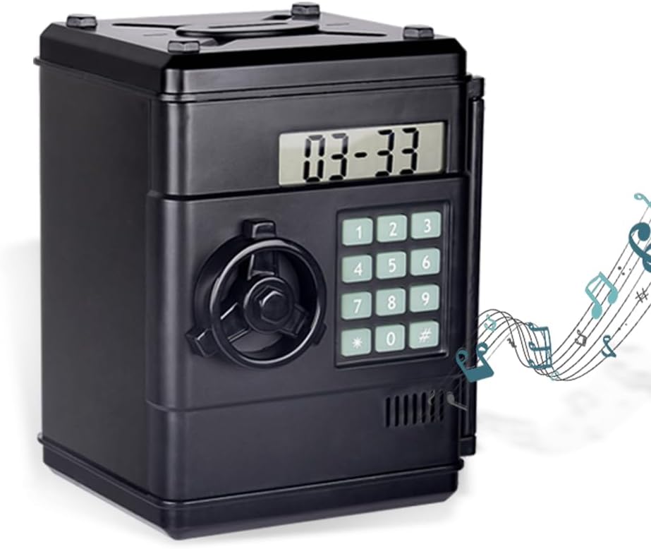 Alcancía electrónica segura para niños, moneda en efectivo, mini alcancía de cajero automático, con contraseña y cajero automático LCD para niños y