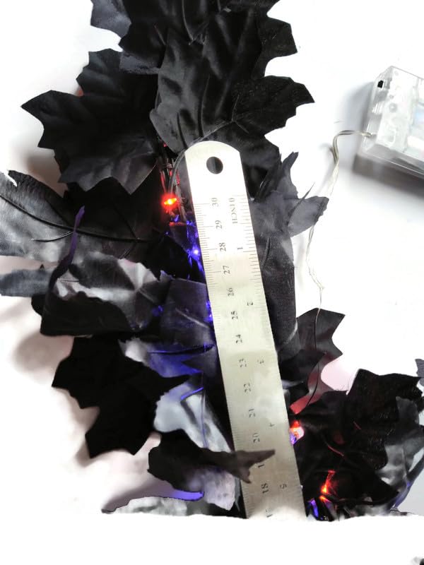 Black Halloween Lighted Garland 6ft Length with Pre Strung Purple and Orange LED Lights