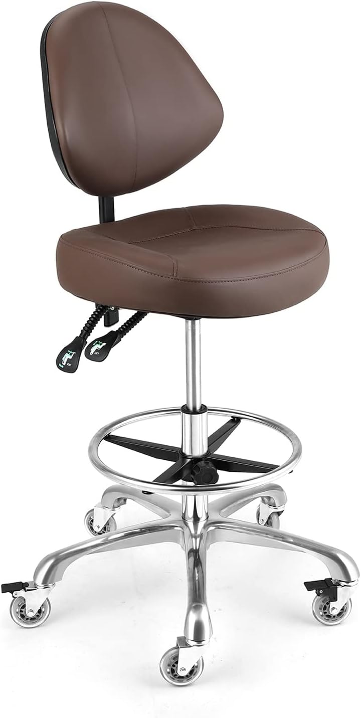 Silla ergonómica de dibujo con respaldo, silla de oficina alta para escritorio de pie, anillo ajustable para el pie, taburetes giratorios para