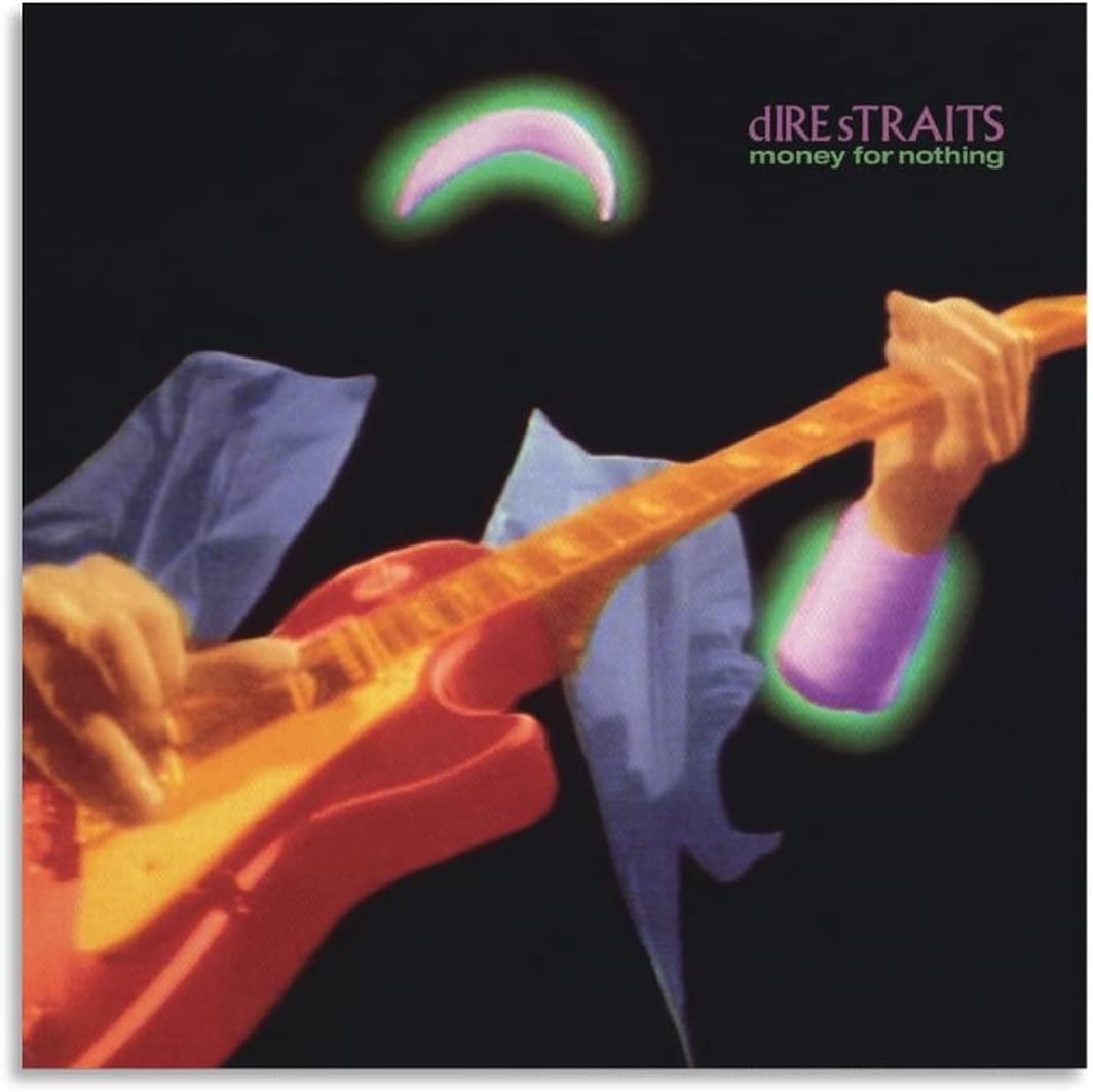 MALOOS Póster de lienzo con texto en inglés Money For Nothing de Dire Straits Money For Nothing, pintura decorativa para pared, sala de estar,