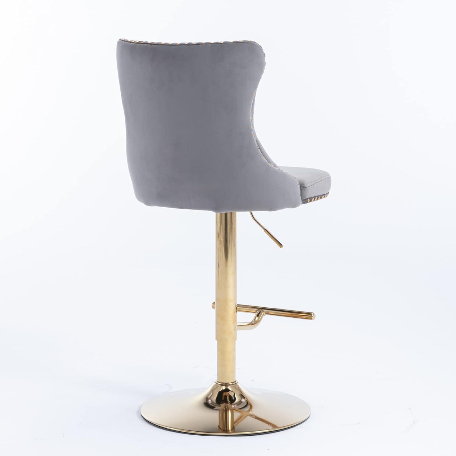 LKTART Juego de 2 taburetes de bar giratorios con altura de asiento ajustable, taburetes de bar tapizados de terciopelo con base cromada con