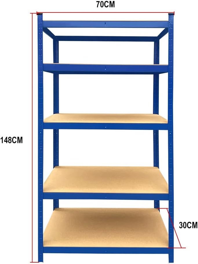 BRIEFNESS Estantería de garaje resistente, estantes ajustables para almacenamiento, 5 niveles 58.3 in x 27.6 in x 11.8 in, banco de trabajo, bahías