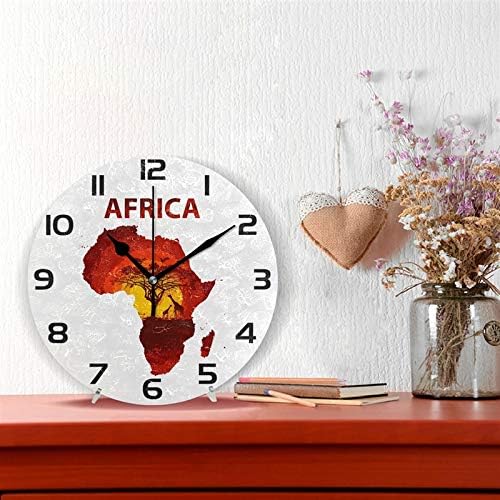 ALAZA Reloj de pared redondo con mapa de animales de safari africano, silencioso, sin tictac, pintura al óleo, hogar, oficina, escuela, reloj