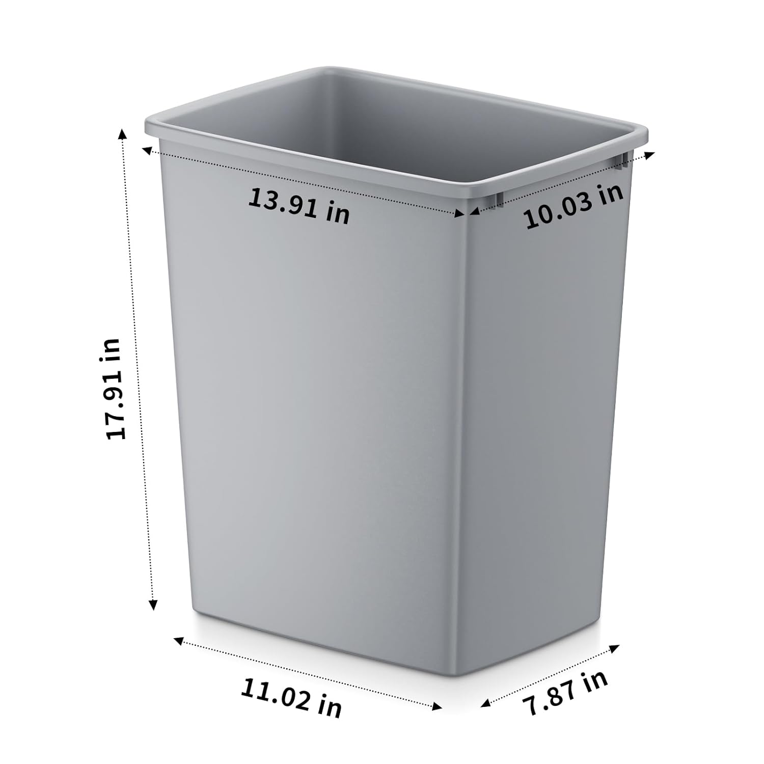 ROOMTEC Basurero de cocina de 35 cuartos de galón, ligero y duradero, papelera delgada, papelera para oficina, espacio de trabajo, cocina, baño,