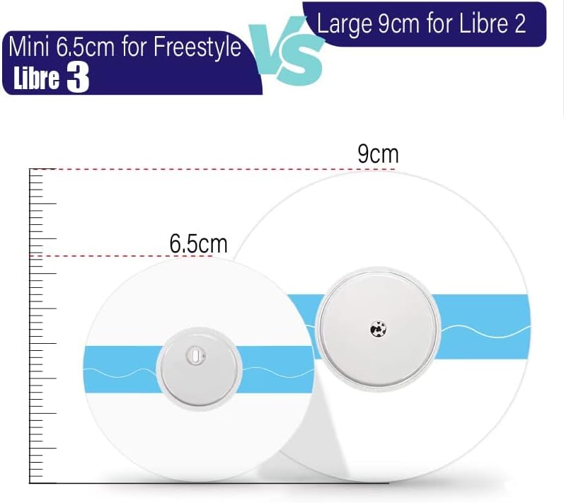 Paquete de 55 cubiertas de sensor de estilo libre para libre, 3 parches transpirables e impermeables sin agujero, cinta CGM precortada sin pegamento