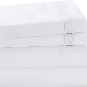 Juego de sábanas blancas de tamaño King, sábanas y fundas de almohada de bolsillo profundo, sábanas de microfibra refrescante de lujo de hotel, 4 Juego de sábanas blancas de tamaño King, sábanas y fundas de almohada de bolsillo profundo, sábanas de microfibra refrescante de lujo de hotel, 4