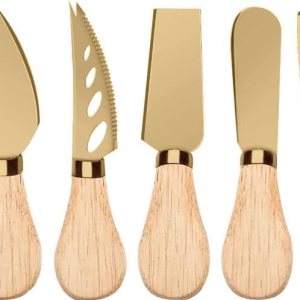 Yeeper Juego de cuchillos esparcidores de queso de madera, cuchillos de mantequilla con mango de madera para queso, kit de accesorios de tablero de Yeeper Juego de cuchillos esparcidores de queso de madera, cuchillos de mantequilla con mango de madera para queso, kit de accesorios de tablero de