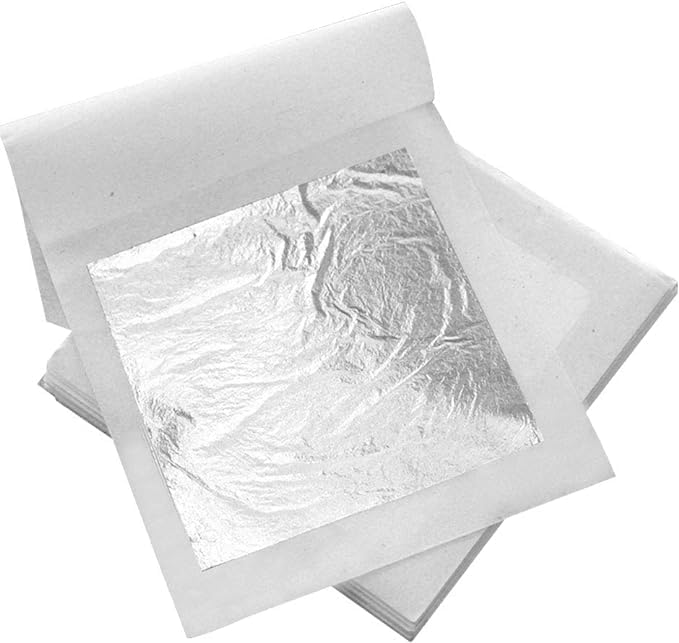 20 hojas de plata comestibles de 2.4 x 2.4 pulgadas, hoja de plata pura para rutina de belleza y maquillaje, panadería y pastelería, decoración de