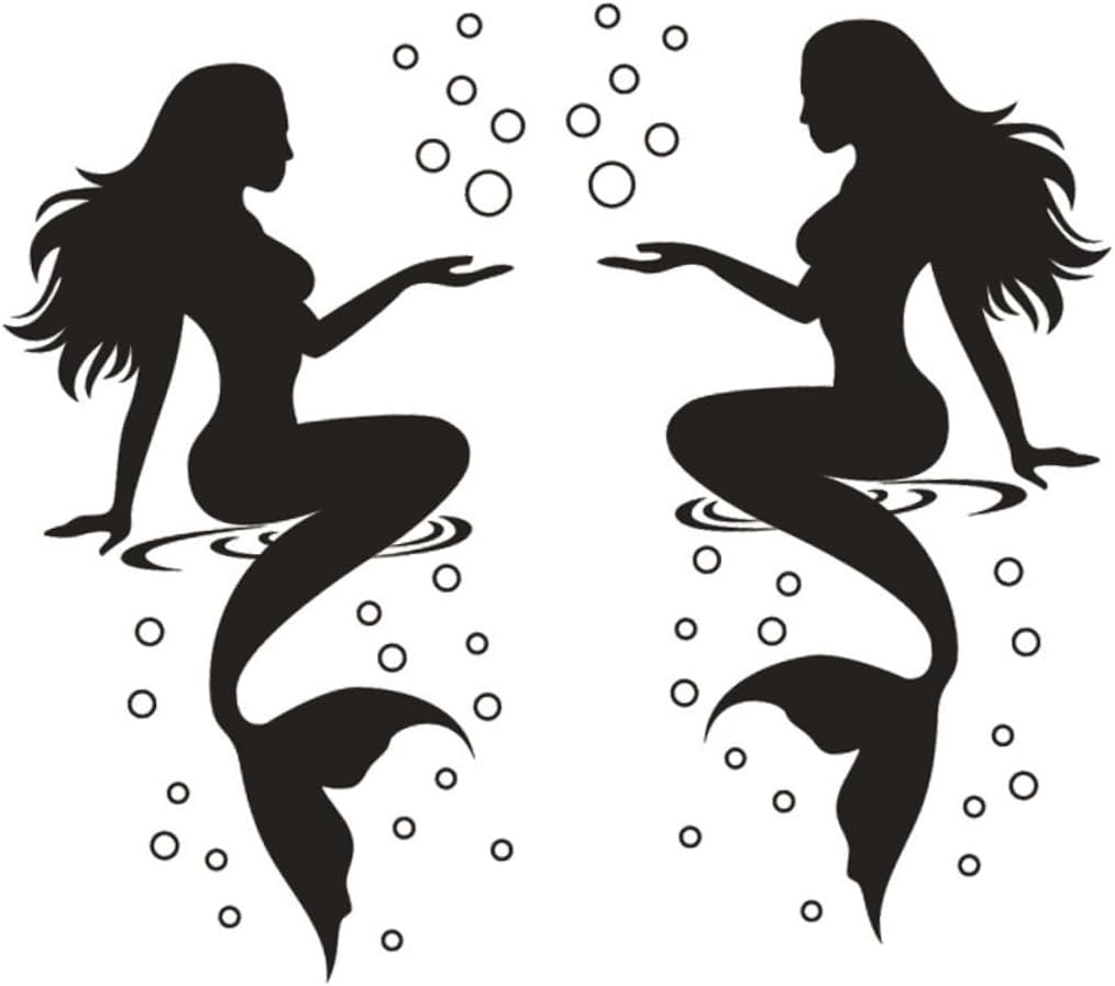 Abaodam 6 calcomanías de pared de sirena bajo el mar, calcomanías de pared de sirena, arte de pared de sirena negra, calcomanías de princesa de