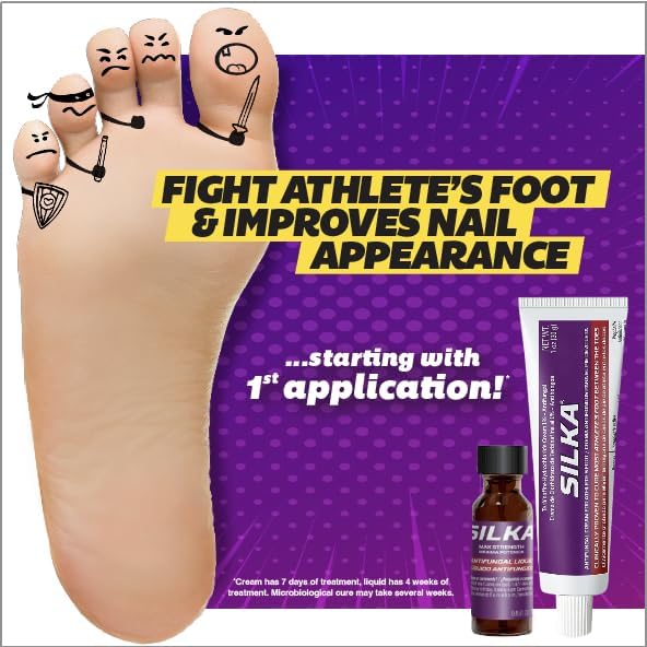 Silka Max Strength – Juego de líquido antifúngico y crema, potente alivio para hongos en las uñas de los pies, pie de atleta y tiña, alivio de