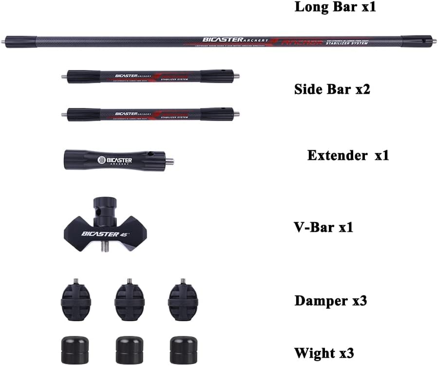 BICASTER Sistema estabilizador de tiro con arco 3K hecho en carbono, juego completo
