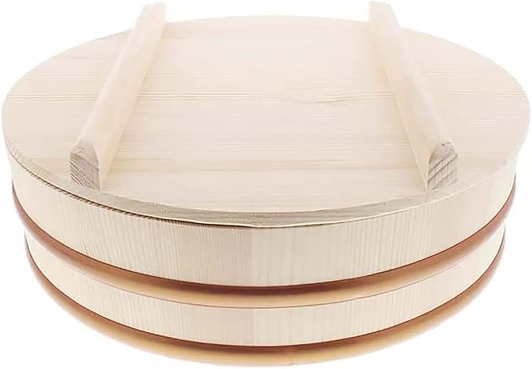 TIKUSAN Hangiri – Tina de mezcla de arroz Hangiri de madera, banda de PP con tapa, hecha en Japón, hecha de abeto Momi, sushi, arroz, sushi oke,