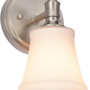 Wall Sconces, Traditional Brushed Nickel 1 Light Sconce, Wall Light with Opal Glass Shade for Bedroom Bathroom Living Room & Hallway Vanity Lighting Wall Sconces, Traditional Brushed Nickel 1 Light Sconce, Wall Light with Opal Glass Shade for Bedroom Bathroom Living Room & Hallway Vanity Lighting