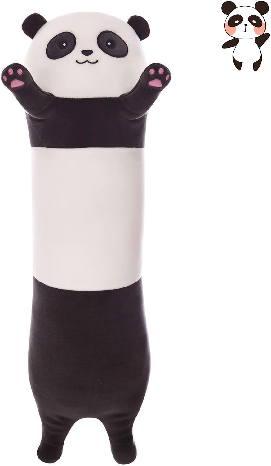 Almohada larga de felpa de panda, suave almohada de cuerpo largo de panda, bonita almohada de peluche de panda para niños, almohada larga de panda
