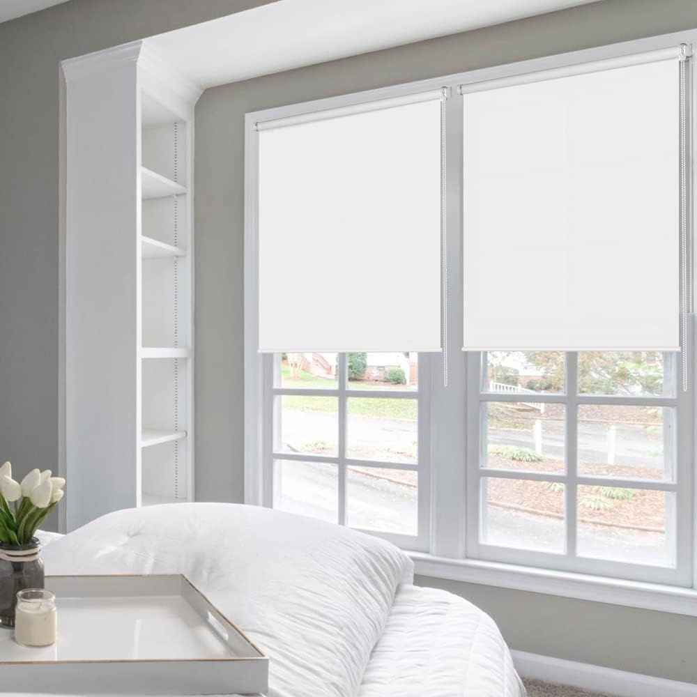 HIDODO Persianas enrollables con filtro de luz para ventanas, persianas enrollables de tela con protección UV para dormitorio, sala de estar, baño y