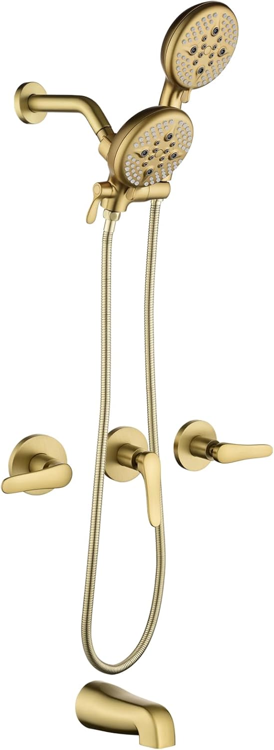 Juego de grifo de ducha de 3 manijas, sistema de ducha con boquilla de bañera, juego de grifo de bañera, juego combinado de cabezal de ducha,