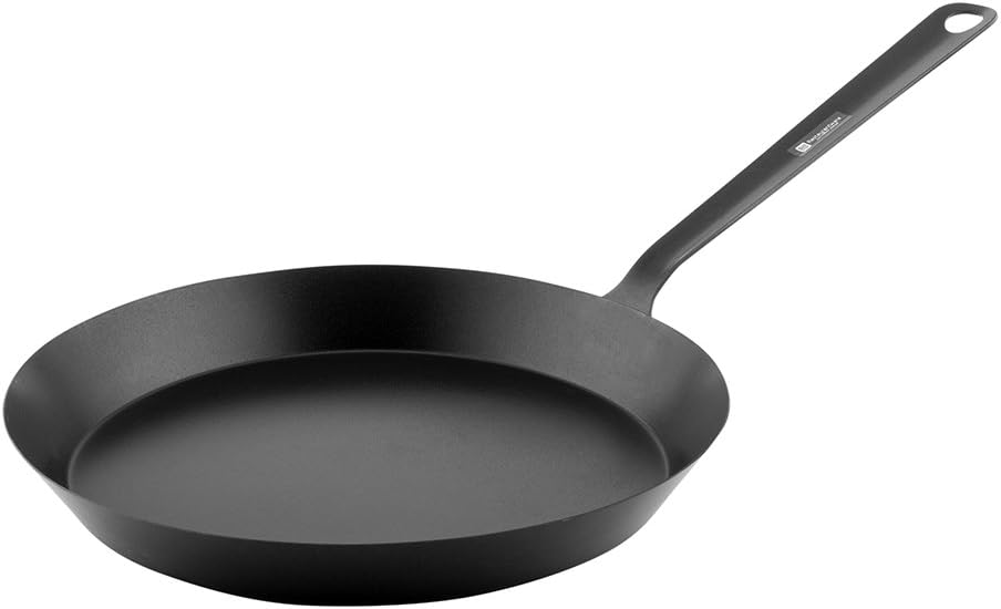 Restaurantware Sartén redonda de 11.5 pulgadas, 1 sartén antiadherente, mango soldado, sartén de acero al carbono negro, utensilios de cocina para
