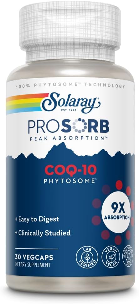 SOLARAY Fitosoma CoQ-10 – Absorción 9X CoQ10 200mg – Suplemento antioxidante fácil de digerir – Vegano y hecho sin soja – Garantía de 60 días – 30