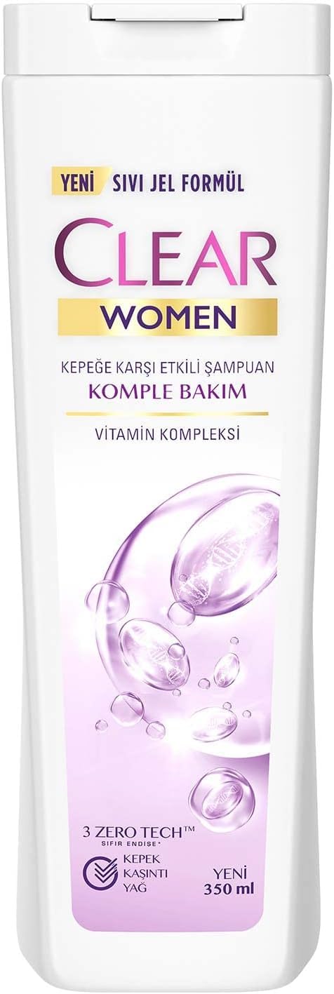 CLEAR MUJER CHAMPÚ ANTICASPA Y CAÍDA DE CABELLO Complejo vitamínico de cuidado completo 350 ML-11.8 Fl Oz