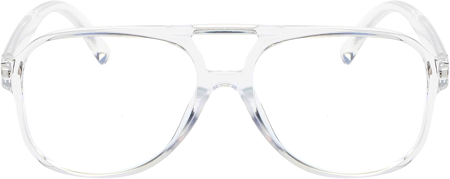 ZIMUSUN Gafas de aviador retro con luz azul para mujeres y hombres de los años 70, gafas de piloto con marco de gran tamaño, antifatiga ocular